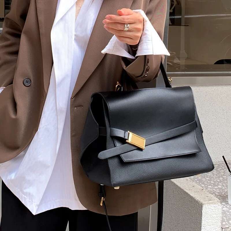 high quality leather tote bags women square handbags designer commuter shoulder crossbody bag large capacity