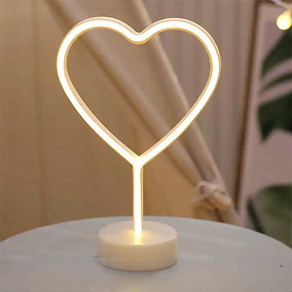 Heart-Shaped Neon Sign LED Pink USB-Powered Battery Decorative Light for Bedroom Decor Table Night Light 02 W250526
