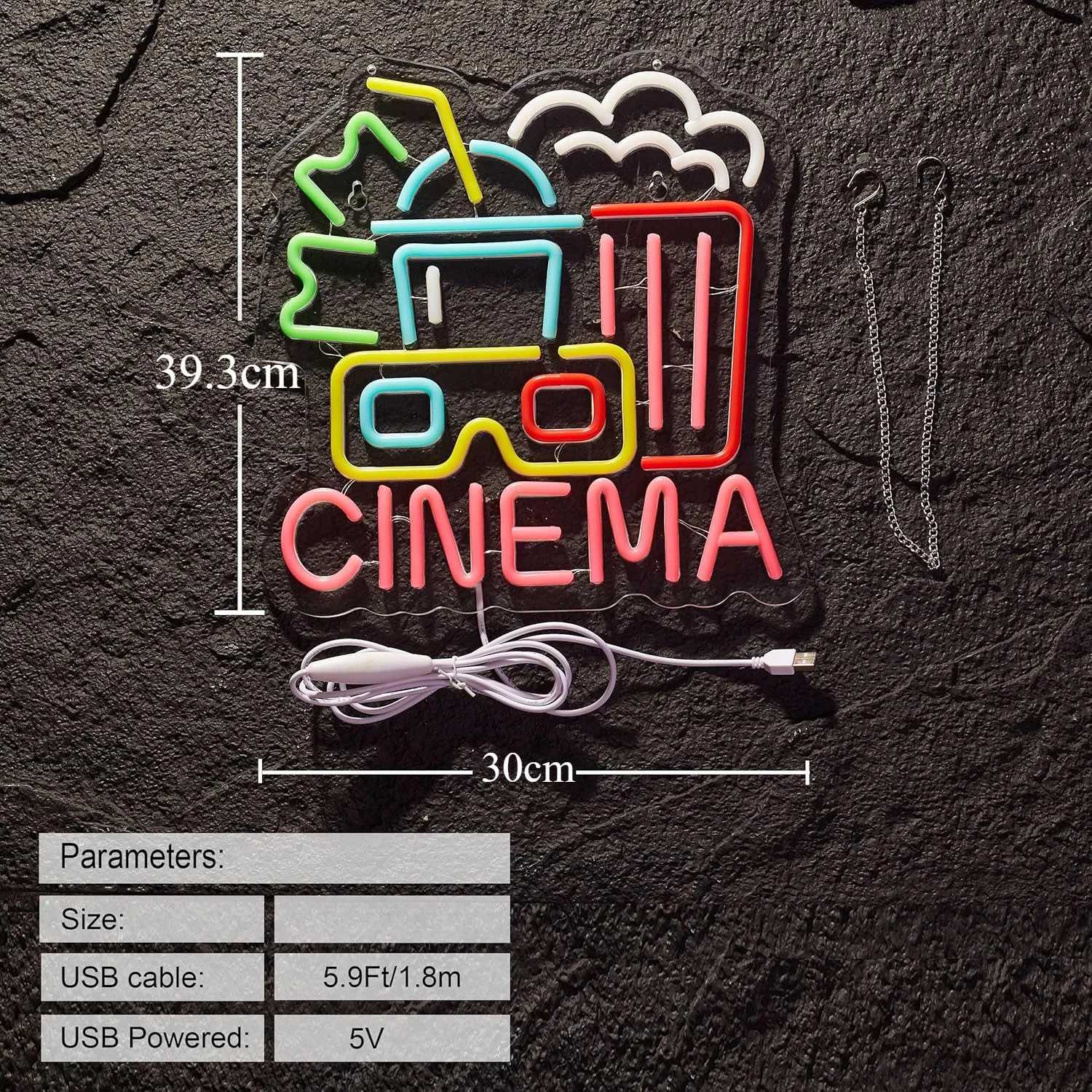 Cinema USB Powered LED Neon Sign Dimmable Neon Light Wall Decor For Room Decor Party Birthday Handmade Gift Theater Art Film W250526