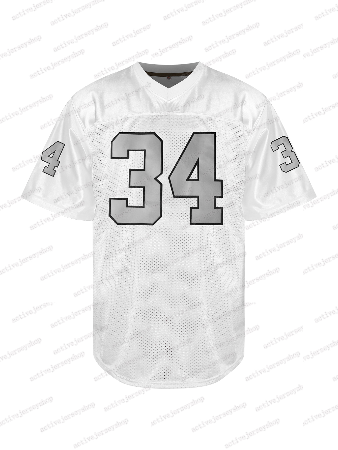 #34 Bo Jackson Comfy V-Neck Jersey Black Mesh Embroidery for Training and Competition Breathable Moisture-Wicking American Football jersey