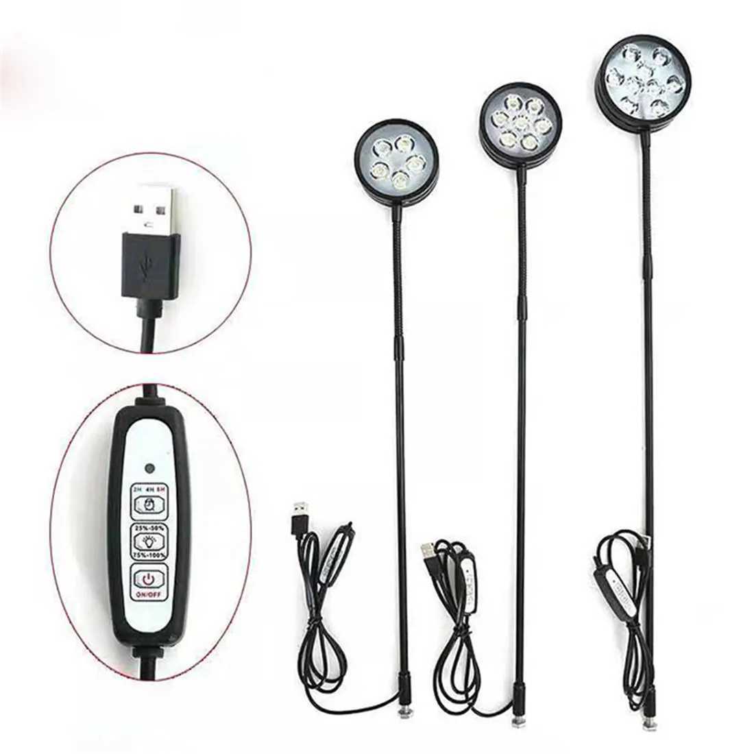 Dimmable USB Powered LED Aquarium Light with Timer 360 Degree Full Spectrum LED Fish Tank Light Plant Growth Succulents BottleXJ250526