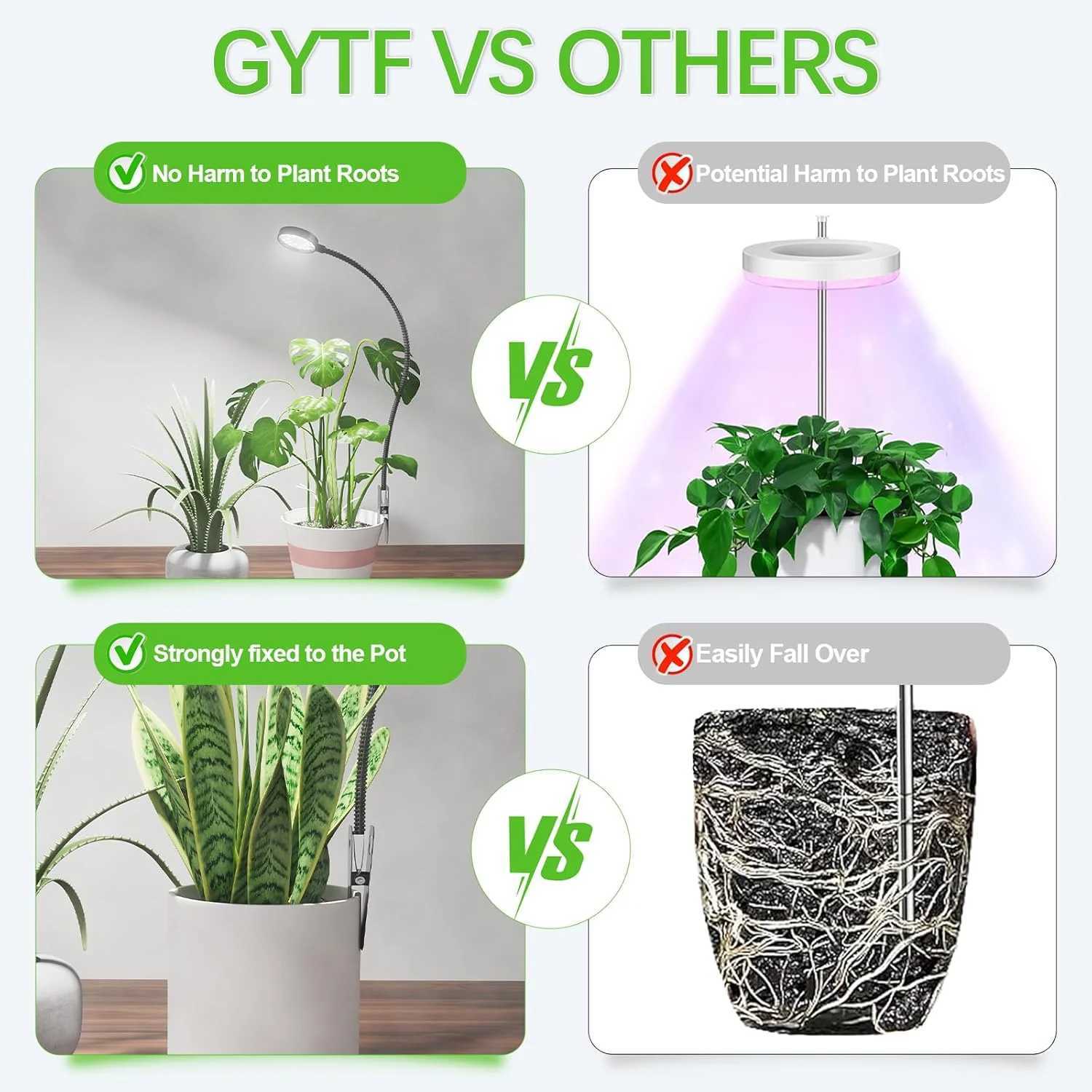 USB LED Grow Light 6000K Full Spectrum Pot Plant Light 5V Gooseneck Clip-on Plant Lamp With Dimmable Auto ON/Off 4/8/12/18HoursXJ250526