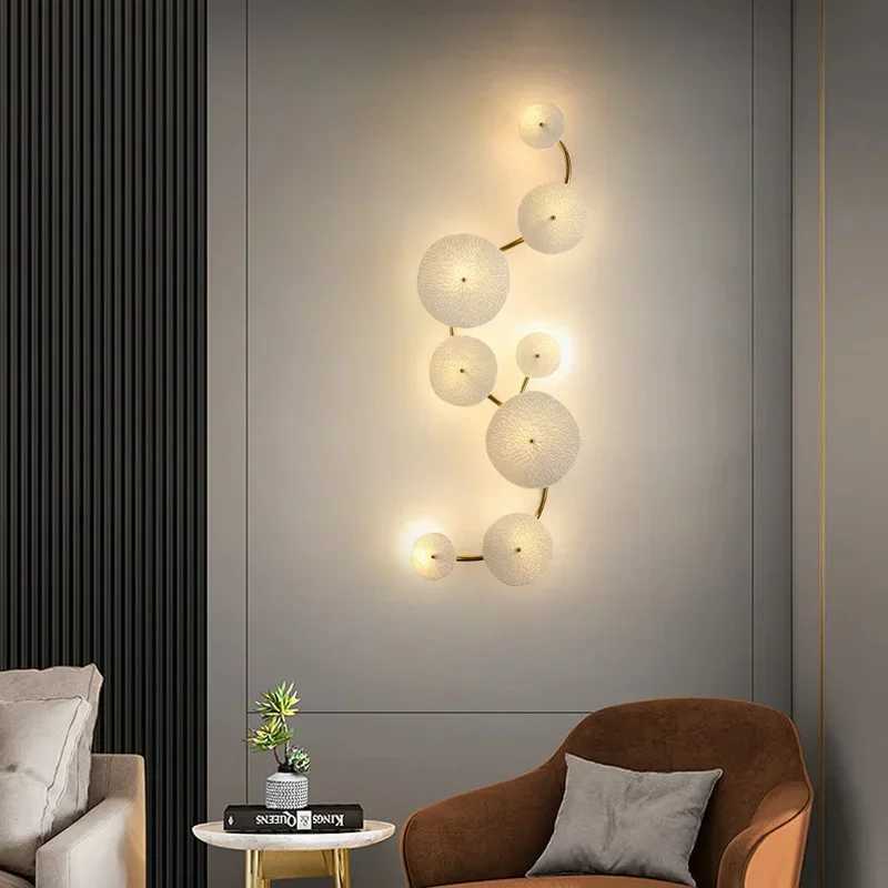 Lotus Petal Wall Lamp LED Round Ceramic Lamp For Living Room Background Bedroom Corridor Decoration Golden bedroom Wall sconceXJ250526