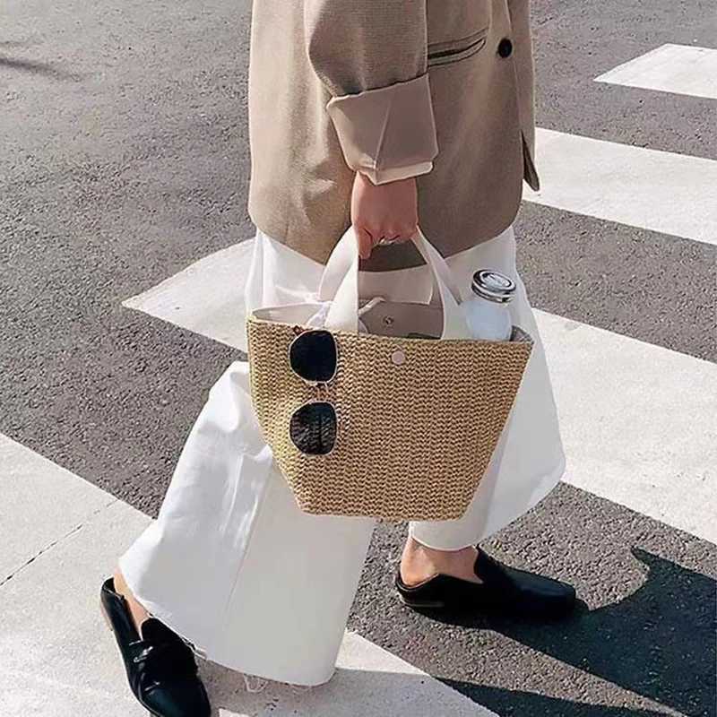 Beach Straw Shoulder Messenger Bag Women Bohemian Summer Woven Rattan Bucket Shoulder Handbag Handmade Crossbody Bags For Women W250524