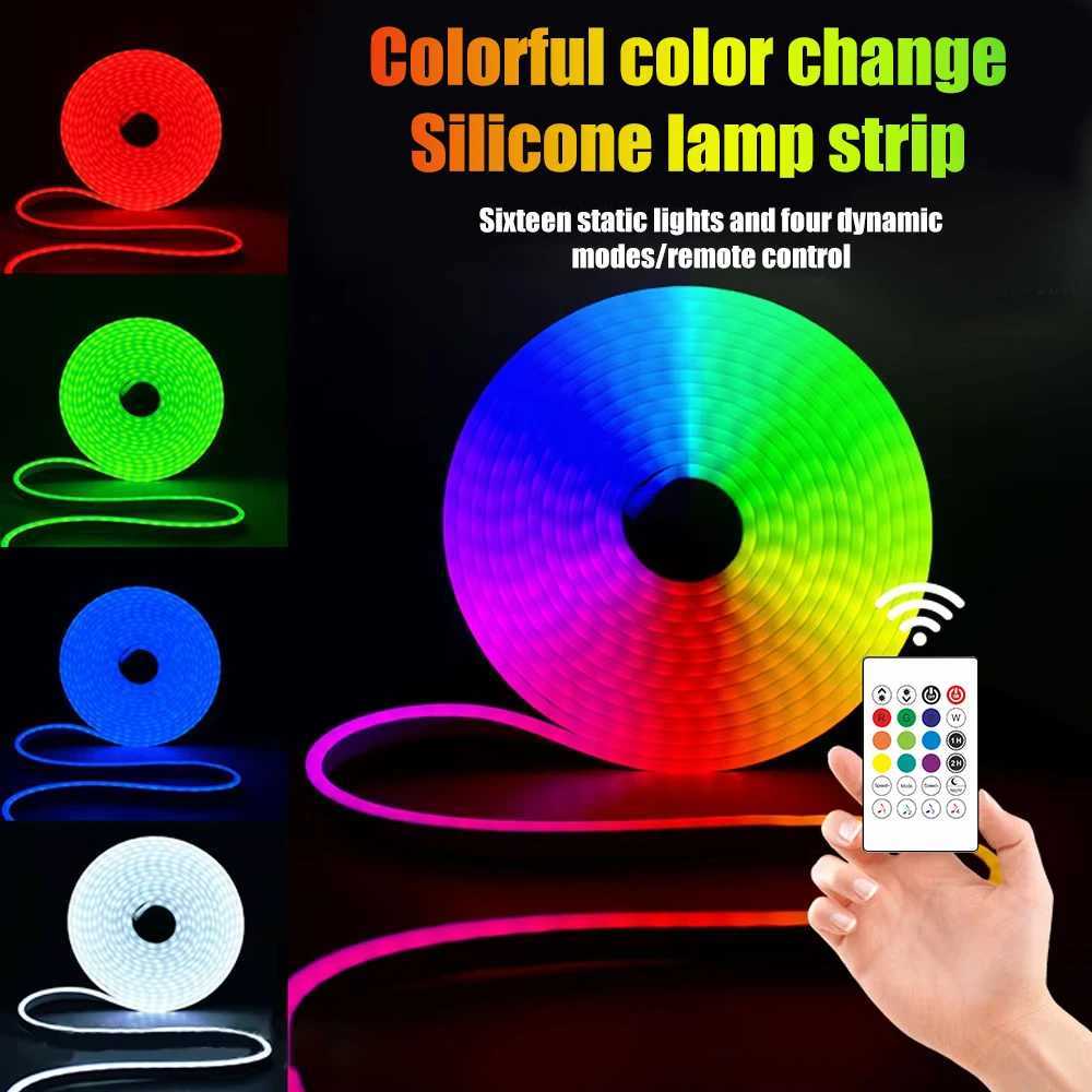 Wiscolor 5V LED Flexible Neon Strip Lamp USB RGBIC 1/2/3/5m Waterproof Music Sync With Remote Control For Room DIY Decor Lamp W250526