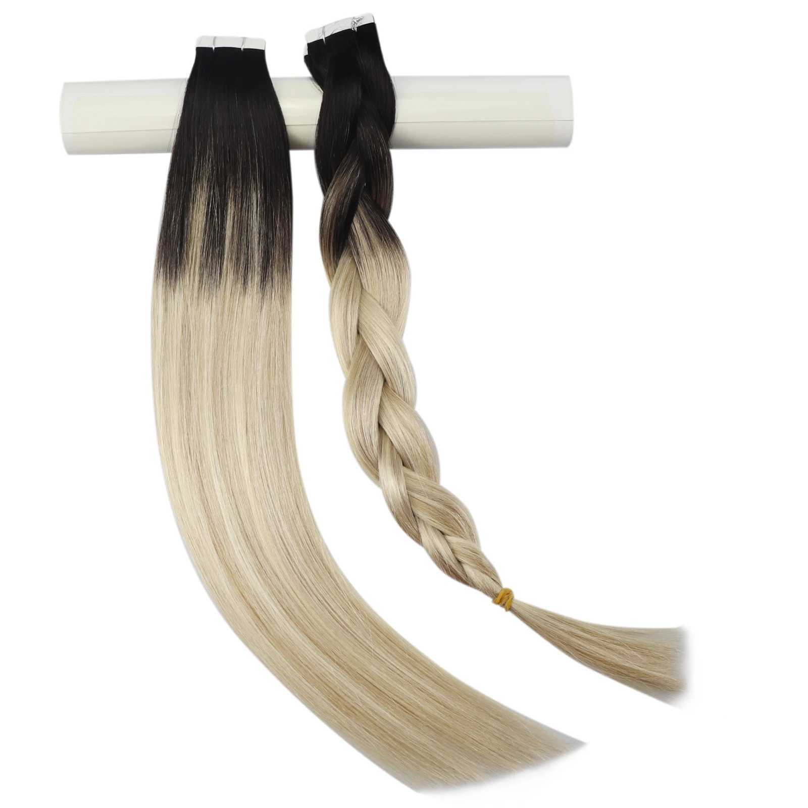 Moresoo Tape in Human Hair Extensions 100% Real Hair Remy Brazilian Hair 14-24inch Straight Natural Adhesives Tape in Extensions S25526