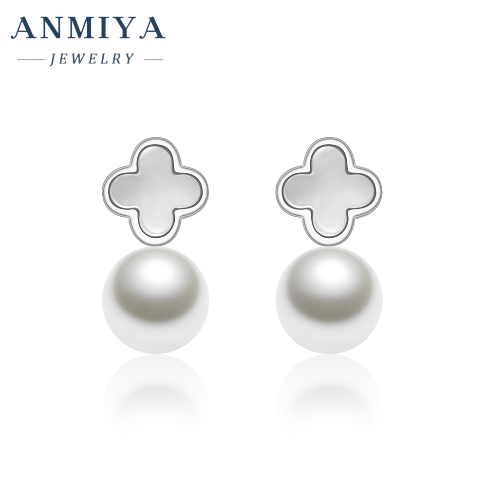 New Arrival Four Leaf Clover Earrings Trendy Jewelry Elegant Mother of Peal Four Clover Freshwater Pearl 925 Silver Earring