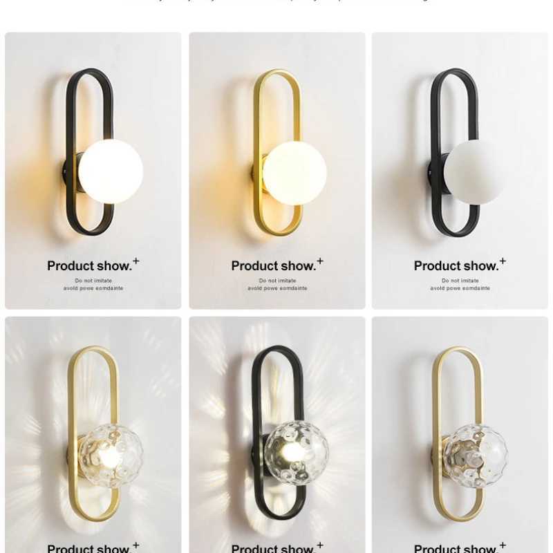 Modern Minimalist LED Wall LampS Bedroom Bedside LED E27 Wall Sconce Lamp Staircase Living Room Background Wall Glass Wall LightXJ250526