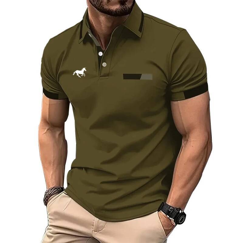 Men Summer Short Sleeve Fashion Slim Fit 100% Polyester Quick Drying Business Casual Polo Shirt Tops 3D Digital Print