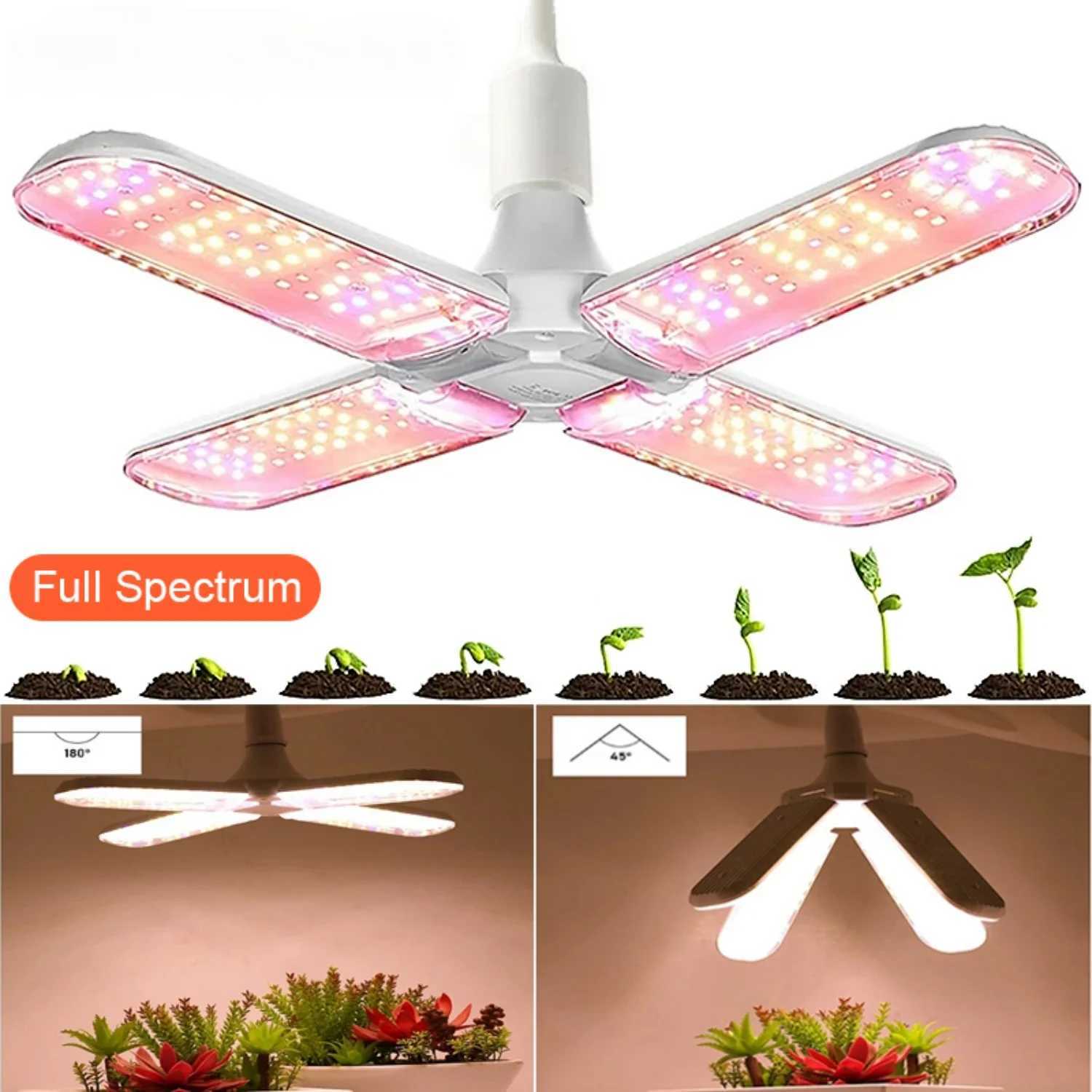 48W Full Spectrum E27 Plant Growing Light Foldable LED Grow Light Bulb Plant Lamp Indoor Plants Flower Seedling Growth LightingXJ250526