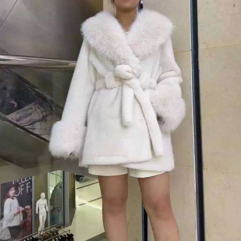Coats Designer Women Winter Women Faux Fake Coat Mink Fur Jacket With Belt Designer