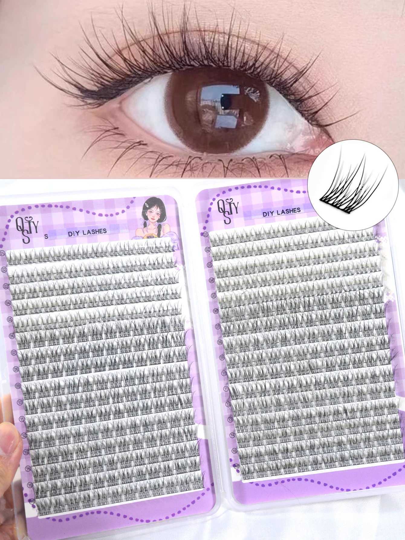 QSTY 32 Rows High Quality Beauty Eyelash Book Eyelash Extension 192-384 PCS Lash Cluster Individual False Eyelashes Clusters z2505266PHC