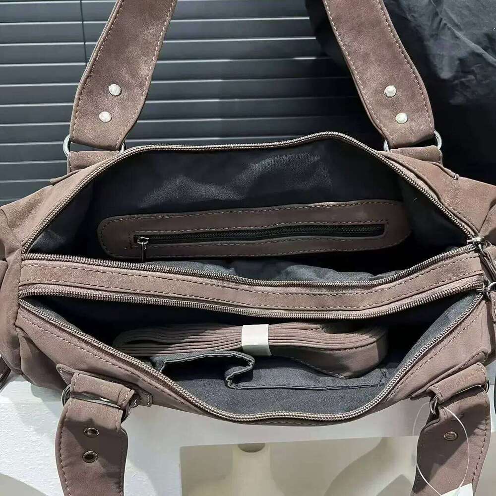 Women's Bags Designer Ladies' Fashion Y2k Hot Girl Punk Motorcycle Bag Large Capacity Multi Zipper Pocket Suede Single Shoulder Diagonal Cro