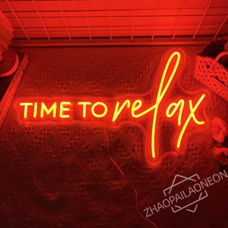 Time To Relax Neon Sign Coffee Bar Decor Neon Lights Room Home Bedroom Decoration Party Neon Art Wall Dimmable USB W250526