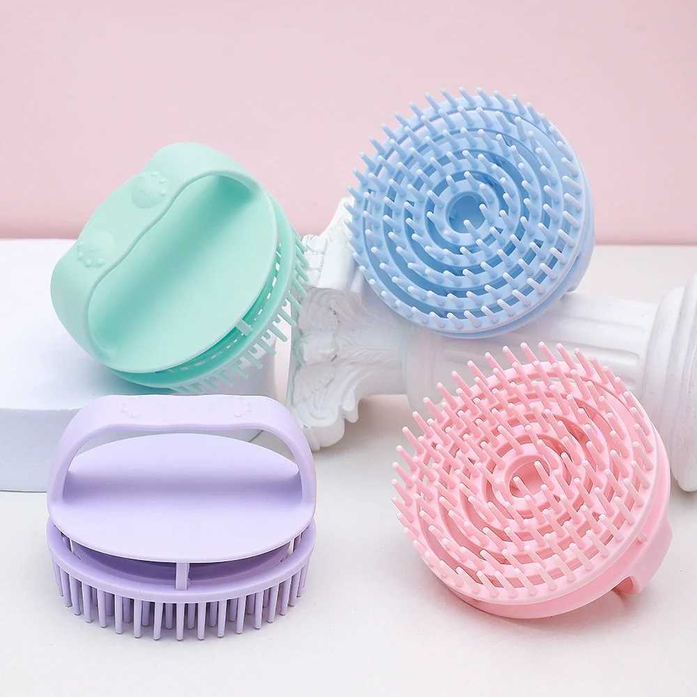 Silicone Shampoo Brush Head Scalp Massage Comb Hair Washing Comb Exfoliating Bath Shower Brush Body Scrub Salon Hair Care Tools R250526