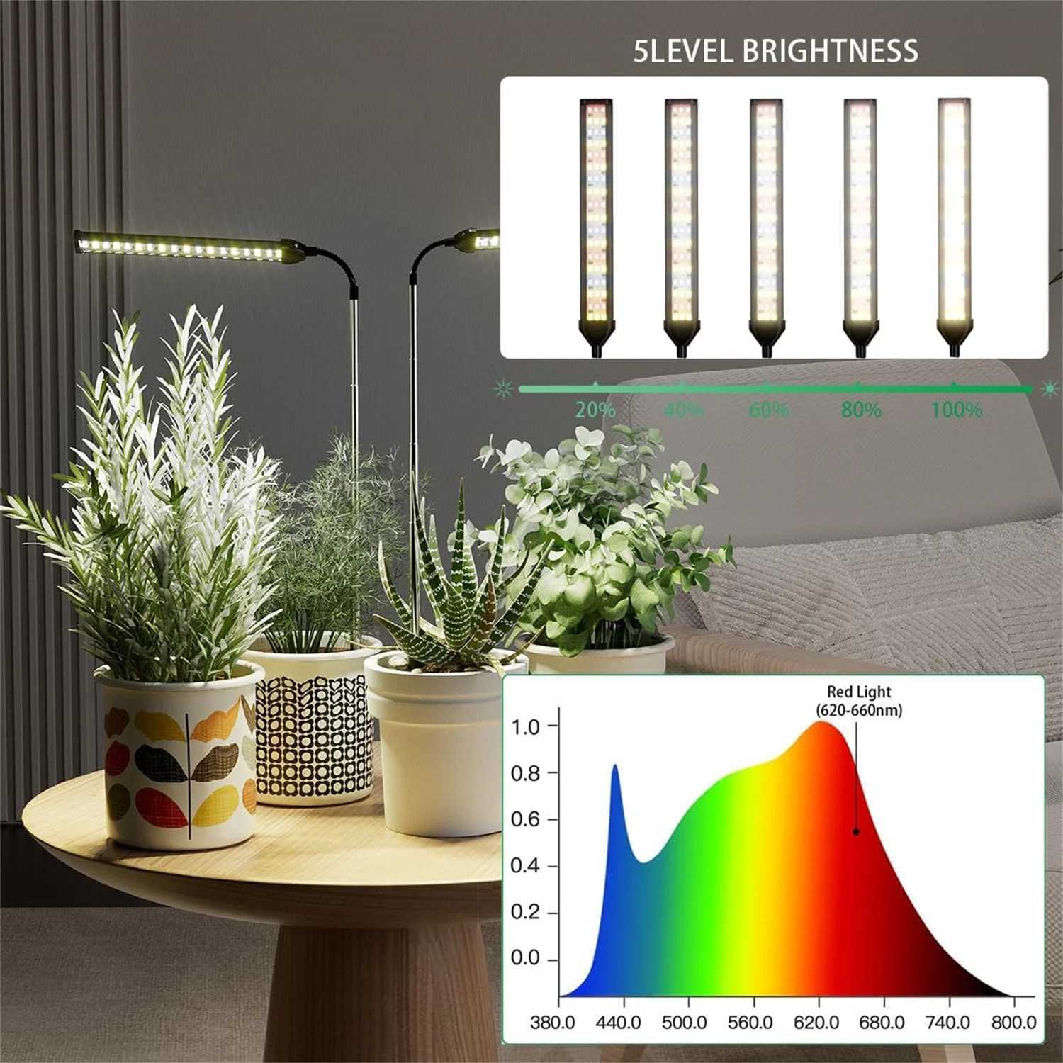 Ground Insertion Flat Tube White Light USB Grow Plant Lamp Full Spectrum Growth Light 5V Timed Dimming Fleshy Flower LightingXJ250526