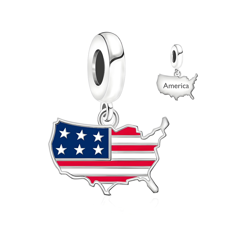 FewDook 2025 New Fashion Charms Brazil, Venezuela, Italy, American Flag Eagle Pendant Fit Original Pan Bracelets Beads DIY Women High Quality Jewelry 