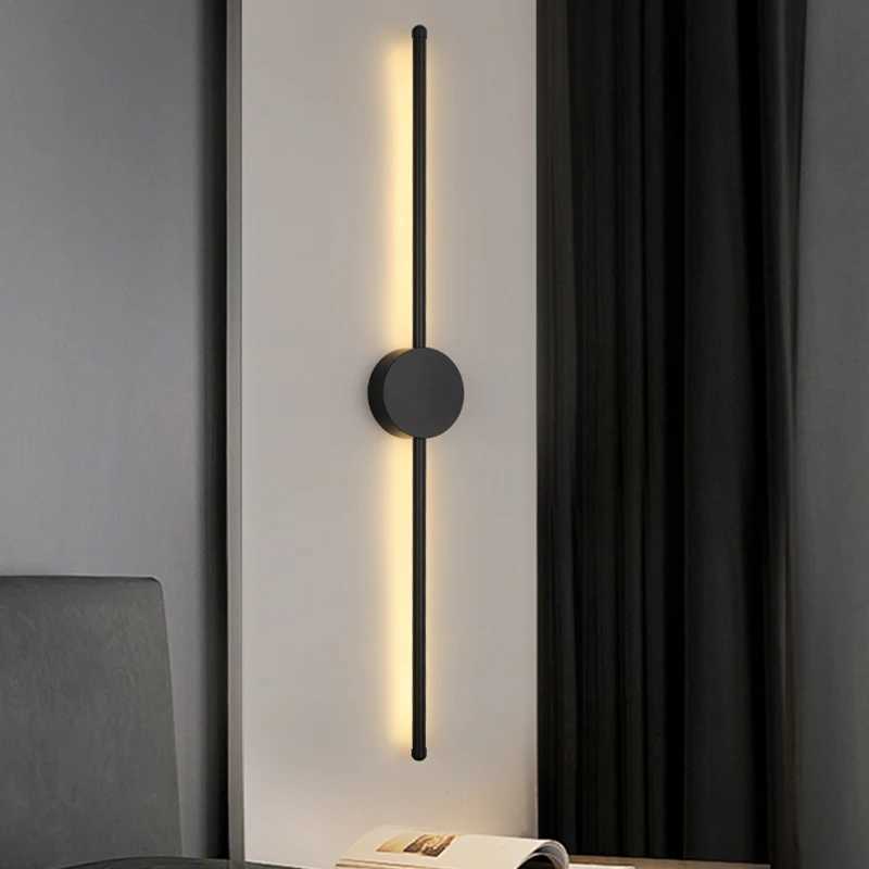Wall Light Modern Long LED Light Black I-Shaped Wall Lamp Bedroom Living Room Corridor Interior Lighting Home Decor LightingXJ250526