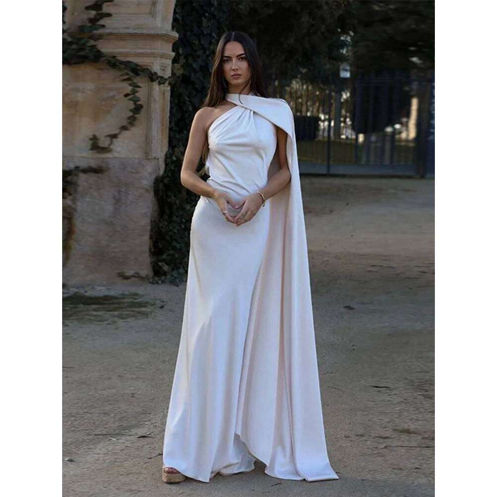 Ribbon Hanging Neck Long Dresses Women Printed Sleeveless Backless Slim High Waist Halter Party Dress 2025 New Hip Package Robe