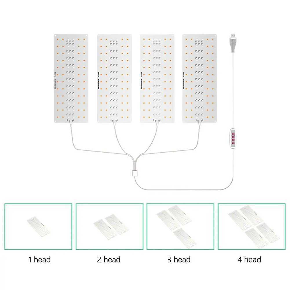 1-4 Heads Full Spectrum Grow Lights USB Under Cabinet Grow Lamp with Timer Plant Grow LED Light Dimmable for Indoor PlantsXJ250526