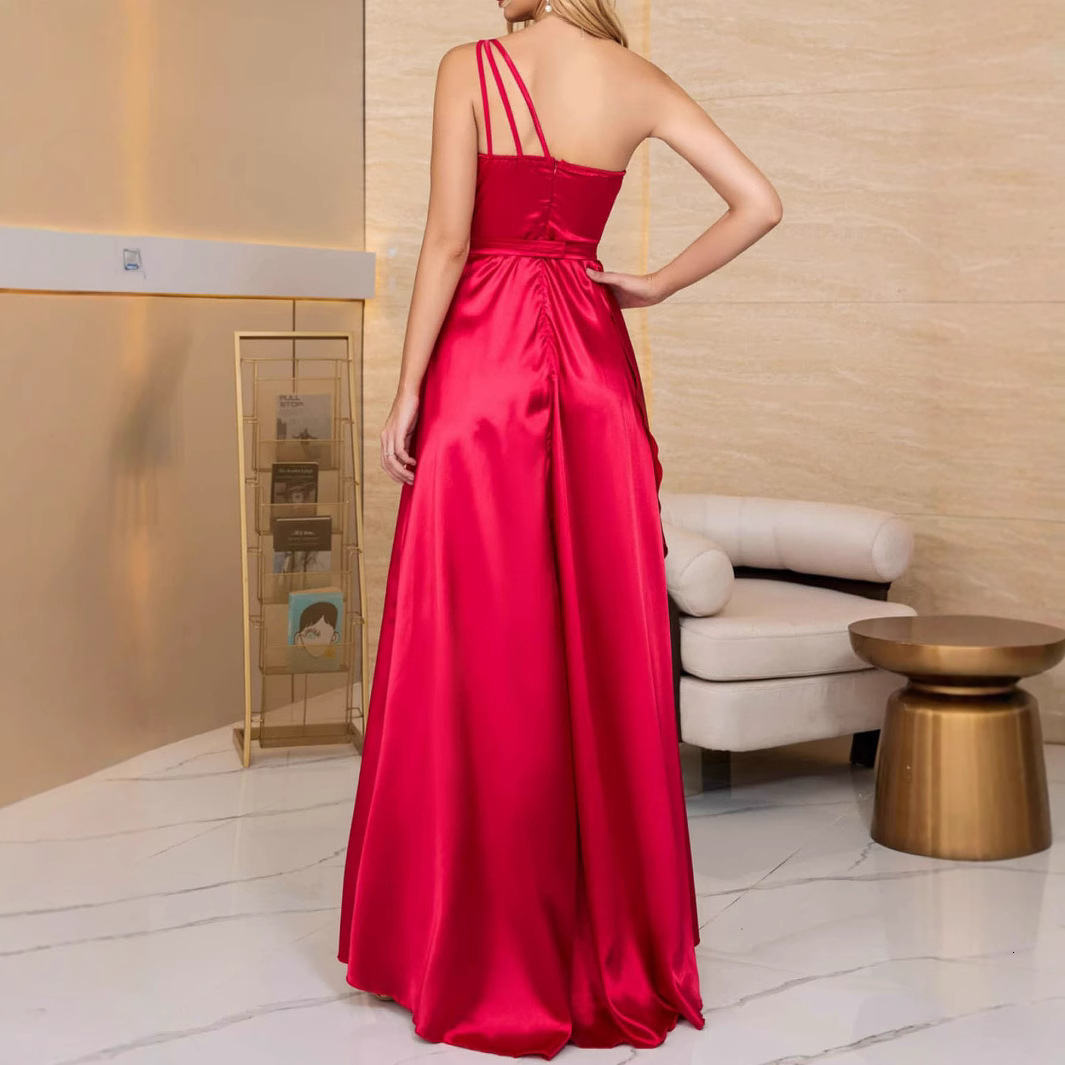 New Long Skirt Style Dress Evening Dress Sexy 2025 Single Shoulder