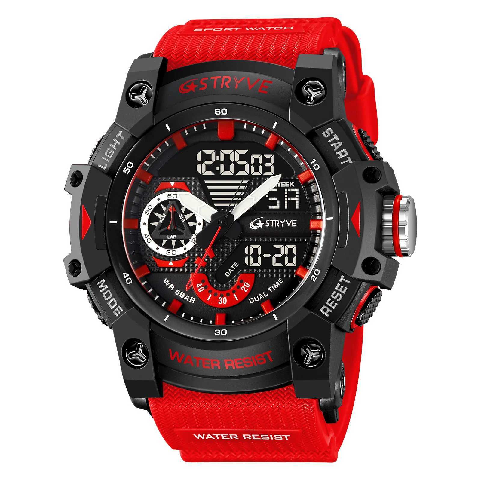 STRYVE Electronic Fashion Mens Sport Watches Shock Resistant 50M Waterproof Wristwatch LED Alarm Stopwatch Clock Men 8029 M250526