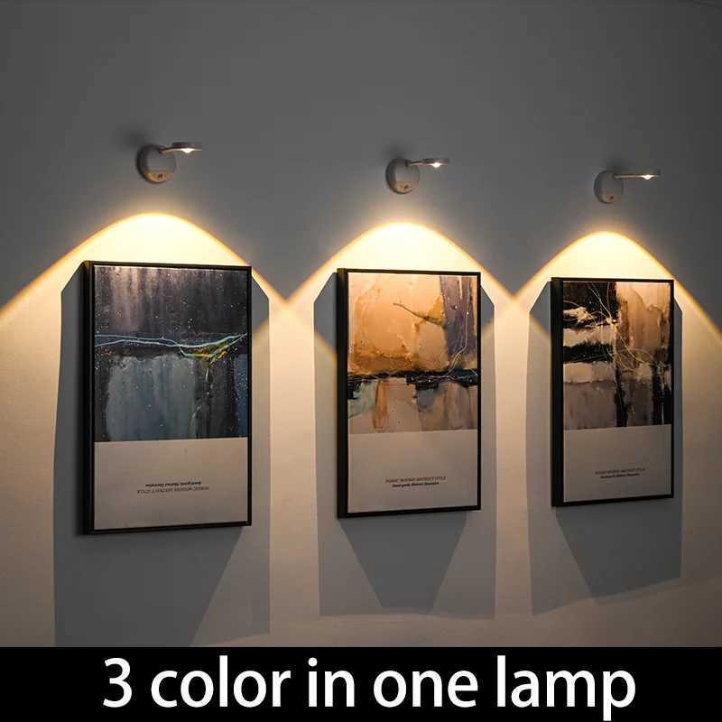Wall Lamp Rechargeable Intelligent Human Sensing Wireless Night Light Dimmable LED Spotlights for Decoration Painting LightingXJ250526