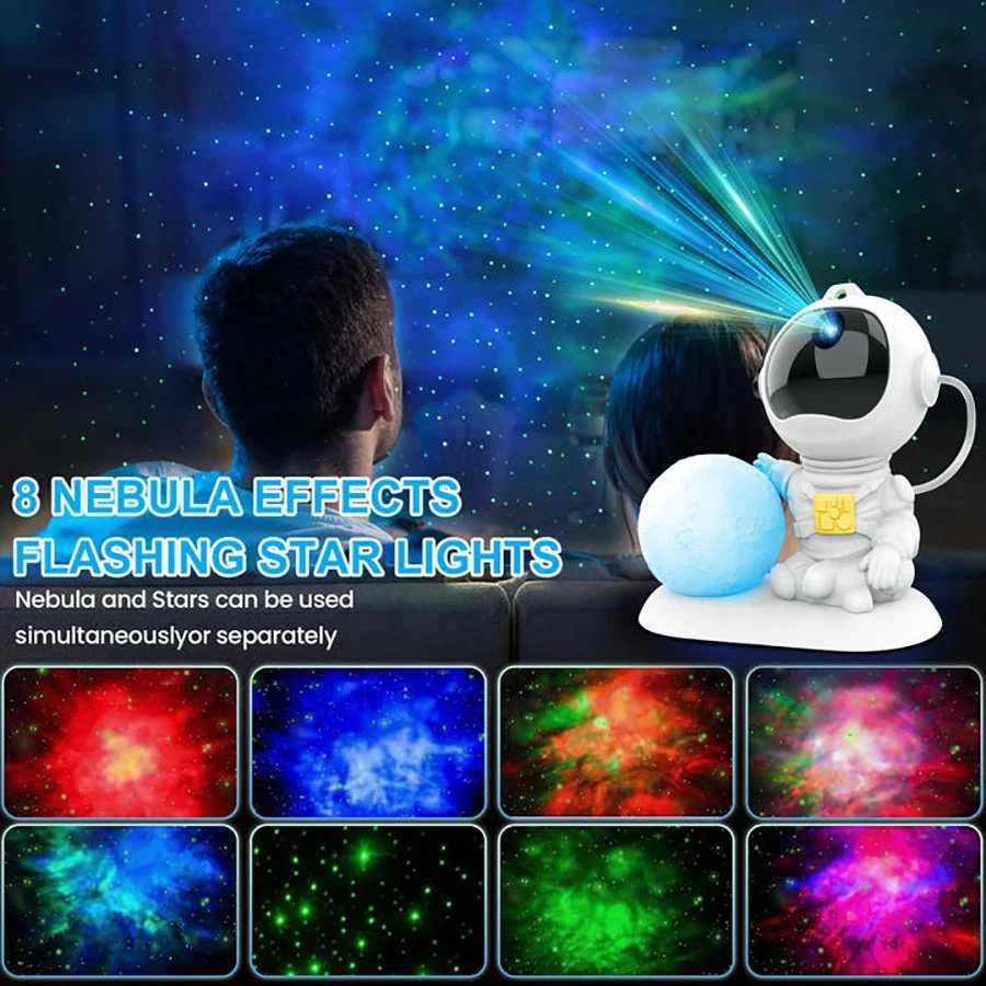 Astronaut Galaxy Projector Fairy Lights Ceiling LED Spotlight USB Powered Remote RGB Night Lamp for Gaming Room Christmas PartyXJ250526