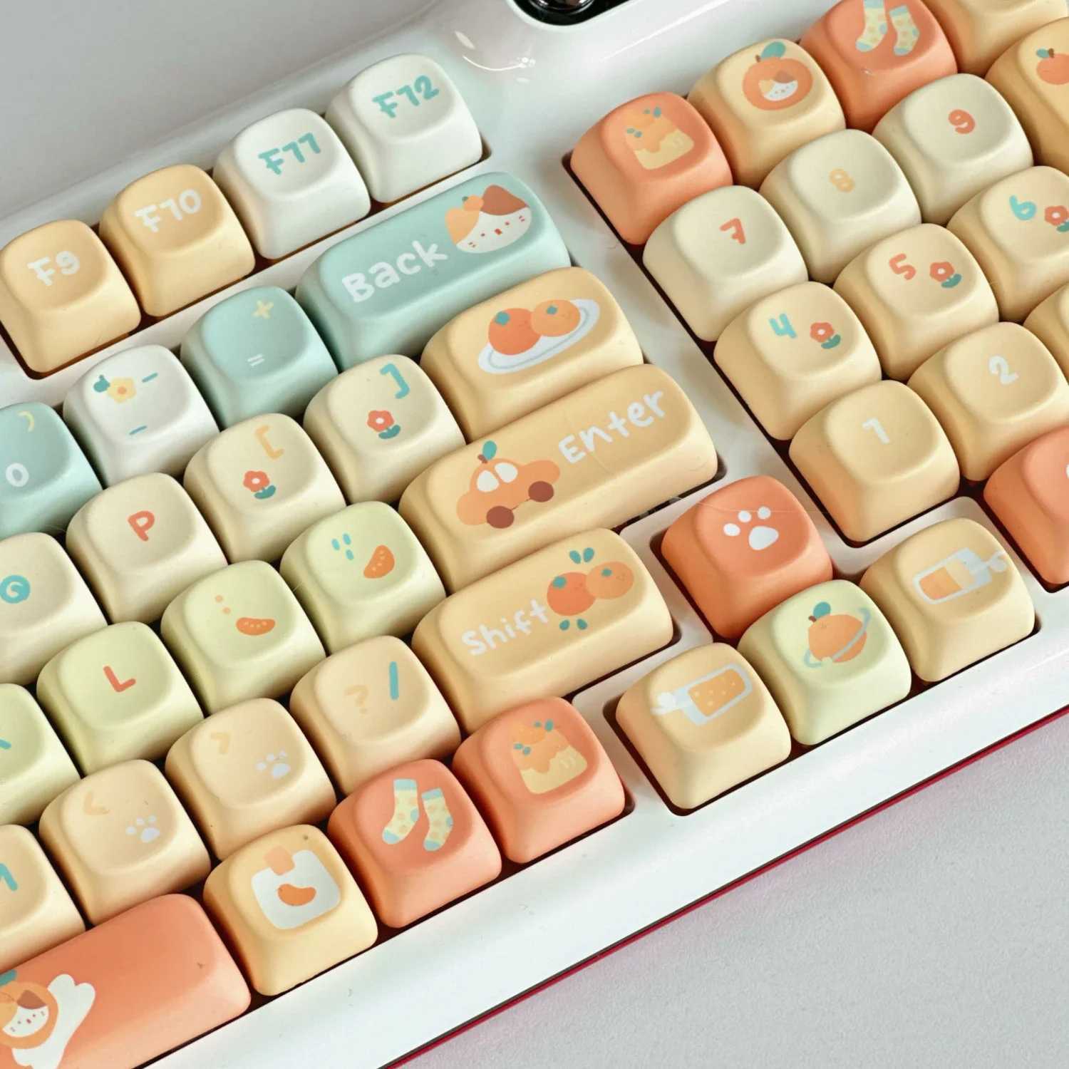 Orange Soda Keycap 131 Keys XOA Profile PBT Five-sided Heat Sublimation Customized Keyca for Mechanical Keyboard Cute Key Ca R250526