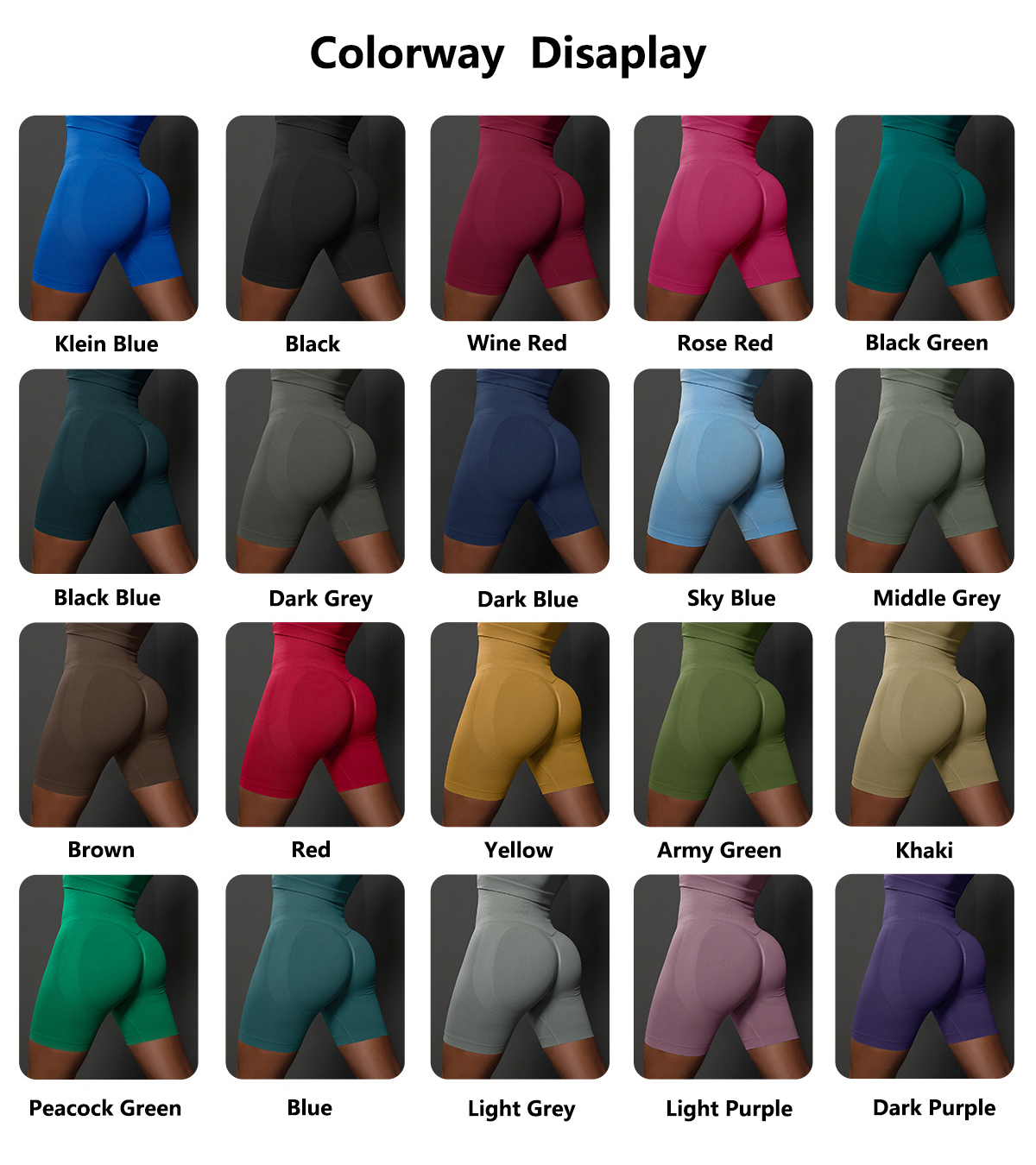 JJ-6600-2 Women's Gym Active Wear Seamless High Waist Scrunch Butt Tummy Control Running Sports Yoga Workout Shorts