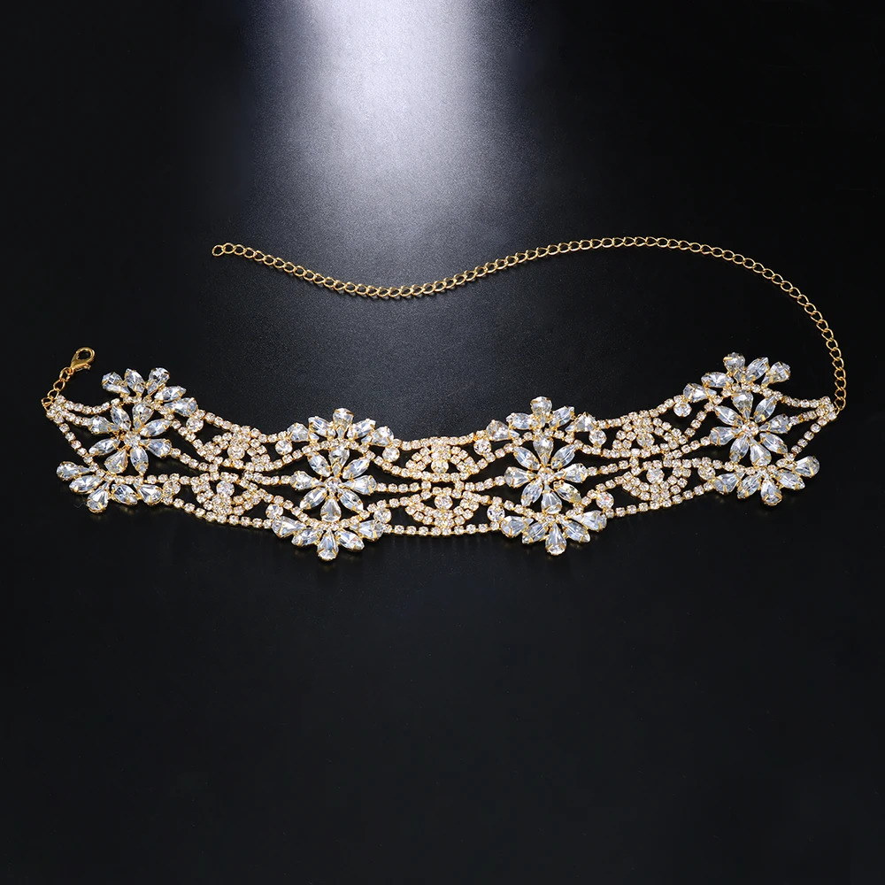 XSBODY Hollow Flower Crystal Choker Necklace for Women Party Accessories Rhinestone Choker Collar Statements Jewelry 250519