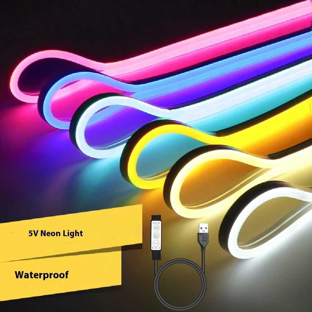5V RGB neon strip LED flexible silicone waterproof neon control mini 3 key remote control suitable for indoor and outdoor W250526