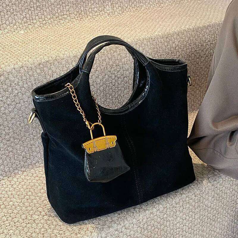 2025 Vintage Oversized Tote - Suede Leather Crossbody Purse with Leopard Print, Convertible Shoulder Bag for Women