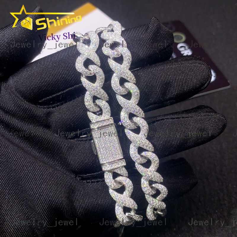 New Arrival Hip Hop Cuban Chain 925 Silver 10MM VVS Moissanite Cuban Bracelet Iced Out Infinity Cuban Link Chain