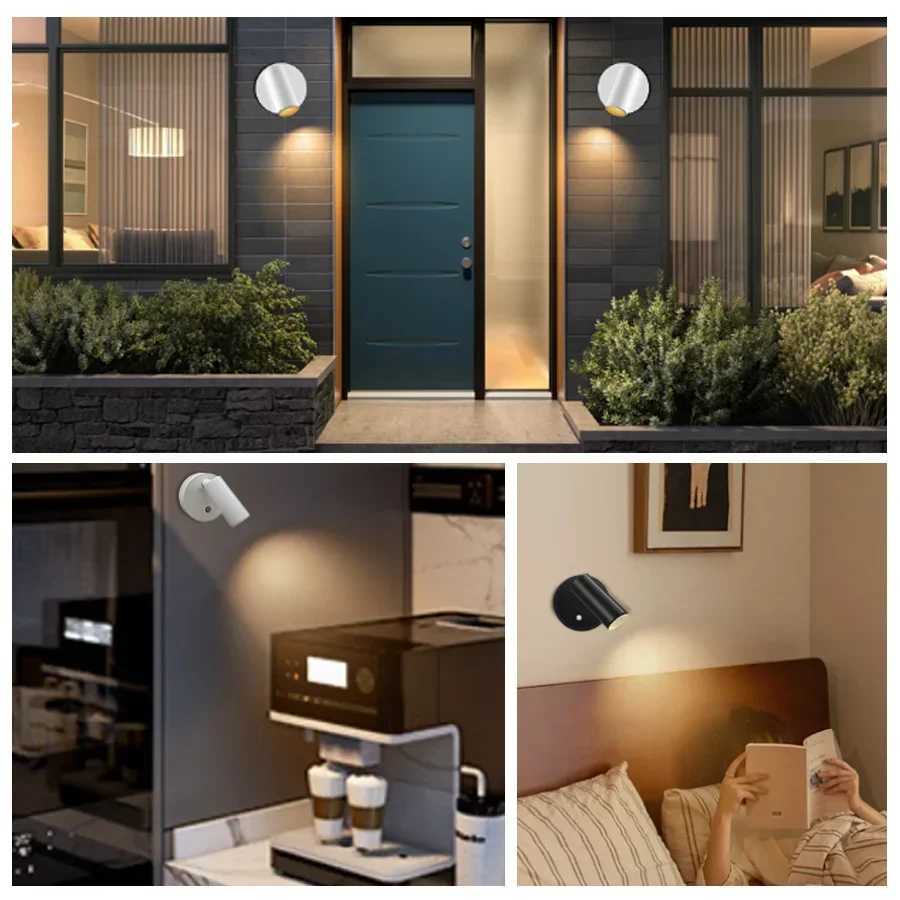 Rechargeable LED Wall Lamp Touch Night Lights Wireless Magnetic Spotlight 360 Rotation For Bedroom Bedside Reading LightingXJ250526