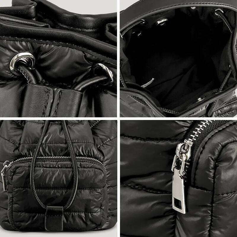 Fashion Nylon Padded Bucket Designer Quilted Women Shoulder Bags Down Cotton Lady Handbags Casual Winter Tote Bag New