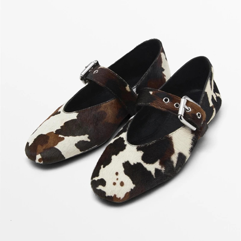 AIYUQI womens flat shoes buckle mary jane female Genuine leather large size ballet women loafers 250526