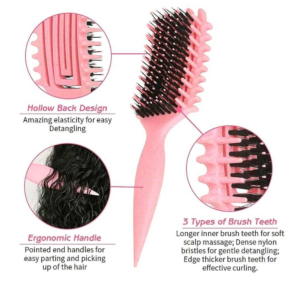 Hollow Detangling Hair Brush Women Curl Define Styling Brush Tangled Wet Curly Hair Comb Scalp Massage Brushes Styling Tools R250526