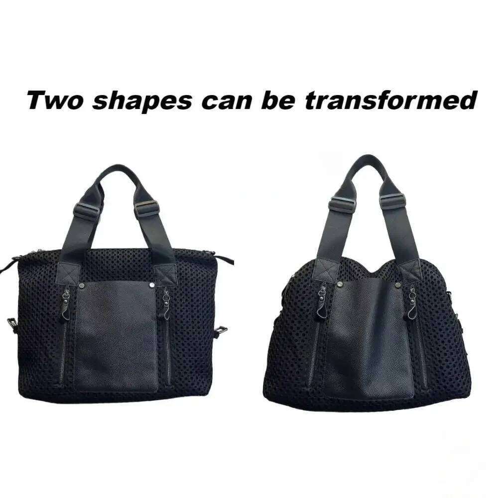 Women's Bags Designer Ladies' Fashionable Nylon Mesh Ed Tote Bag With Large Capacity Retro Casual Splicing Single Shoulder Handbag