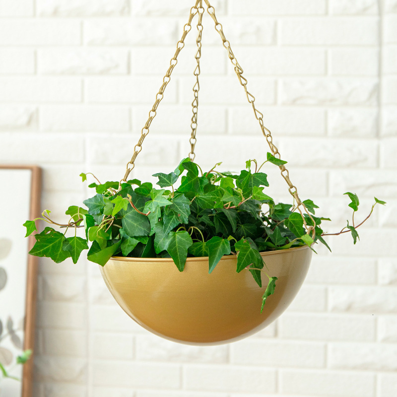 Iron flowerpot hanging basket hanging basket hanging basin flower rack green rose hanging orchid basin hook hanging flowerpot iron Basin 231228