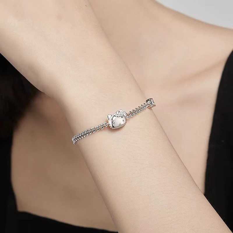 Sanrio Sweet Kawaii Hello Kitty Charm Bracelet Cartoon Cute Anime Wrist Chain For Girls All-match Jewelry Accessories Giftsw250526