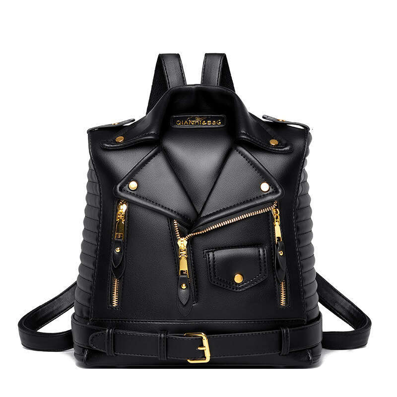 College Style Backpack Personality Punk Jacket Clothes Fashion Double Shoulder Trendy Travel Women's Bag