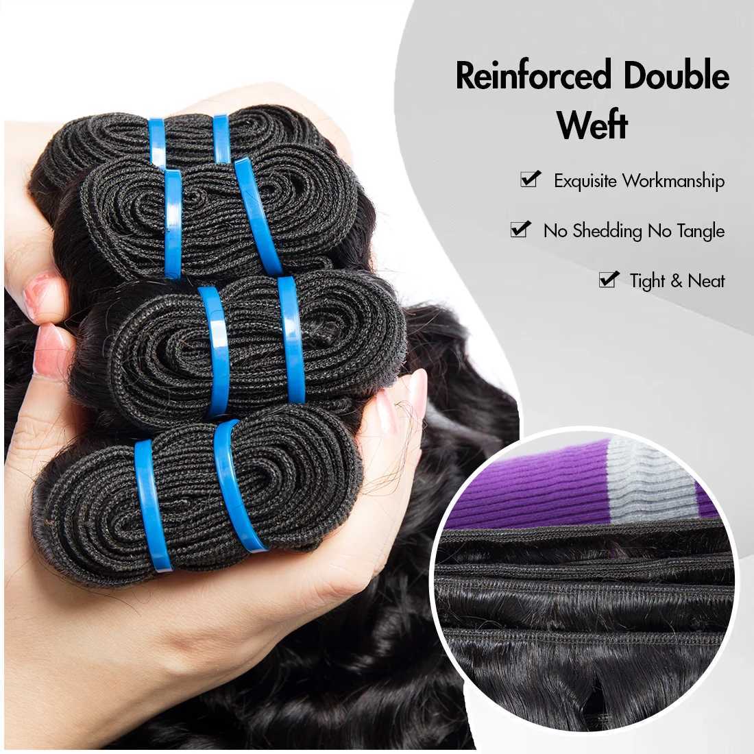 100% Human Hair Bundles 12A Unprocessed Water Wave Bundles Human Hair Weaving Maxine Wet and Wavy Curly Hair Bundles Extensions S25526 - view 6
