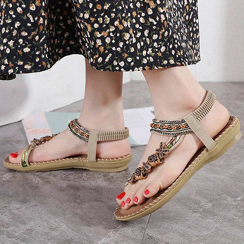 Womens Sandals Mix Color Bohemia For Summer Shoes Woman Flip Flops Women Soft Heels Footwear 250526