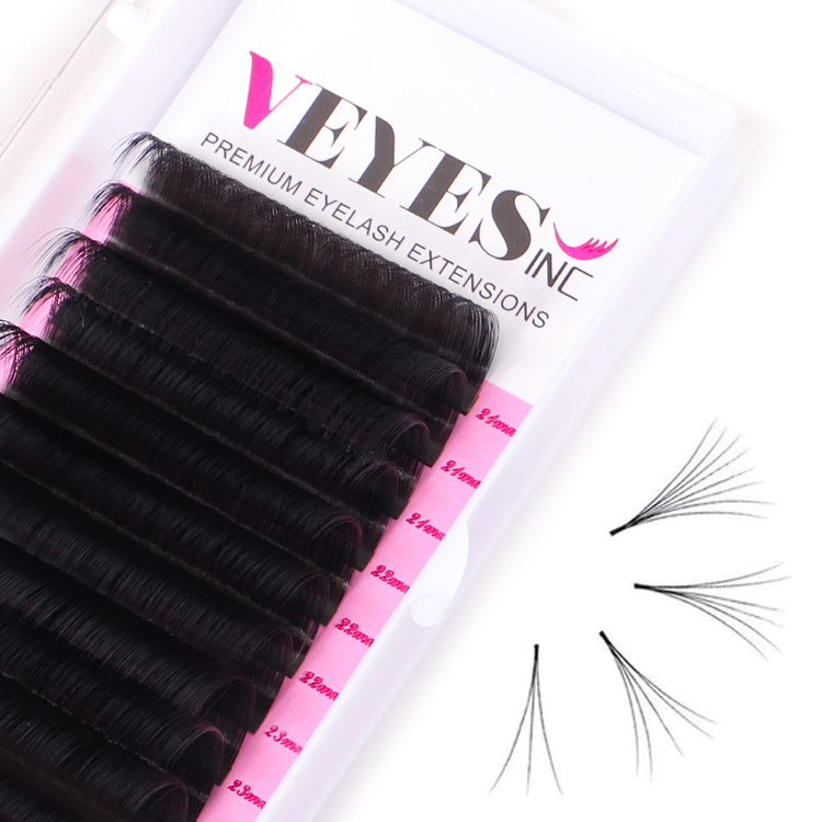 Veye Wholesale Volume Silk Eyelash Velvet Cashmere Russian Matte Black Vegan Custom Logo Volume Lash Extention