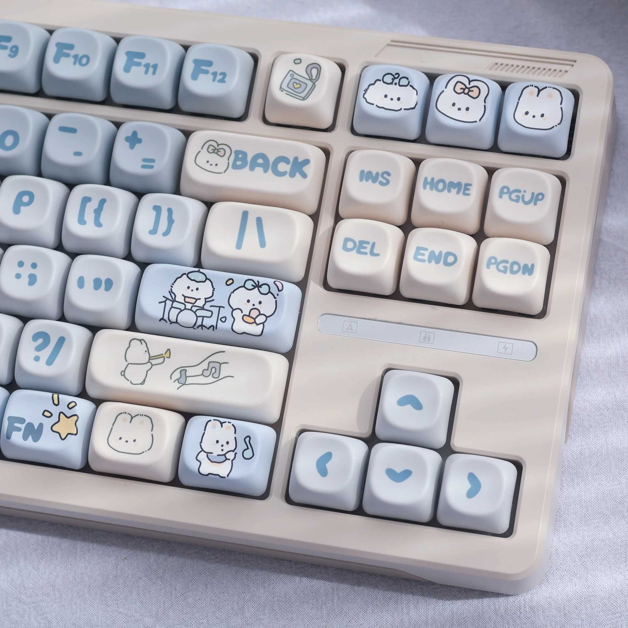 139Keys Band Puppy Theme Keyca MOA Profile Gradient Blue PBT Sublimation Key Ca for DIY Mechanical Keyboard Cute Keycap R250526