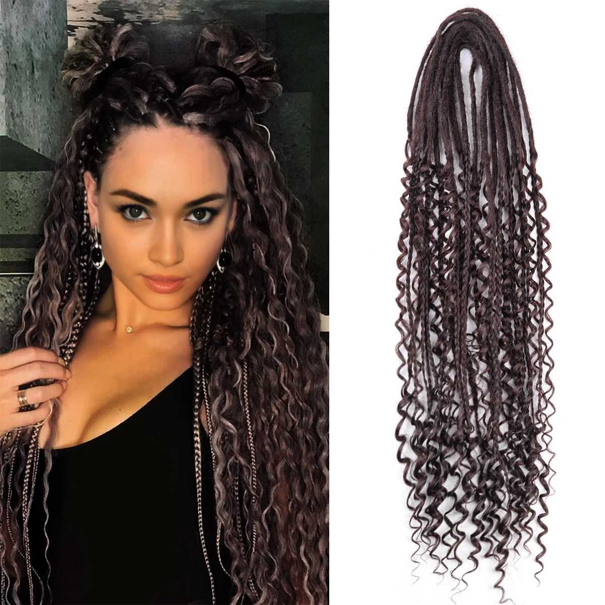Synthetic Dreadlock Extensions Handmade Crochet Braids Hair 24Inch Synthetic For Black Women 10Strands Rae Hair Hip-Hop Braid S25526
