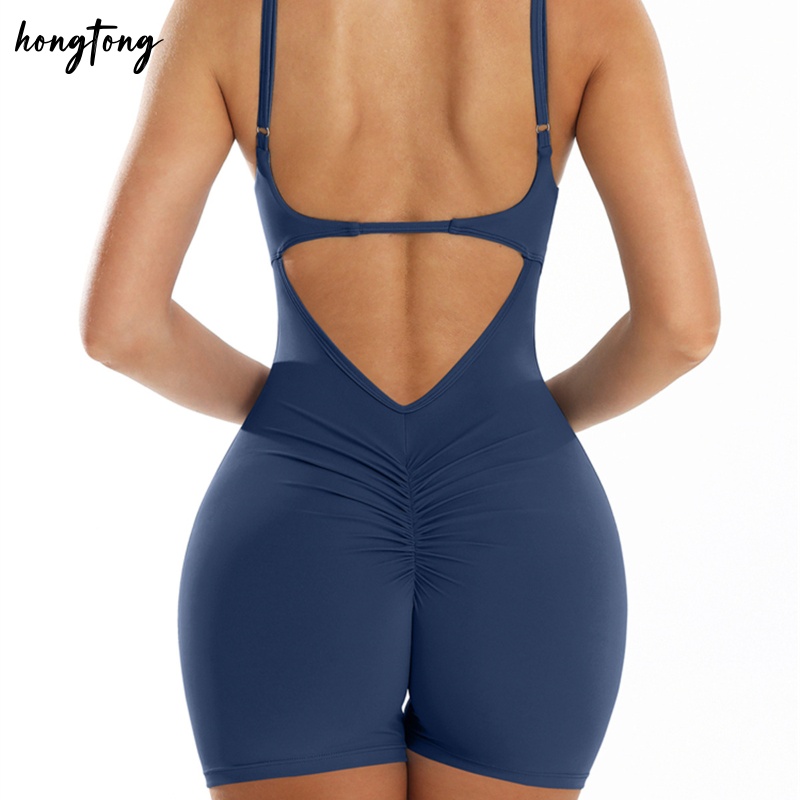 Woman workout sets elastic skinny sleeveless one piece yoga set bodybuilding backless gym clothes breathable moisture wicking quick dry active wear si