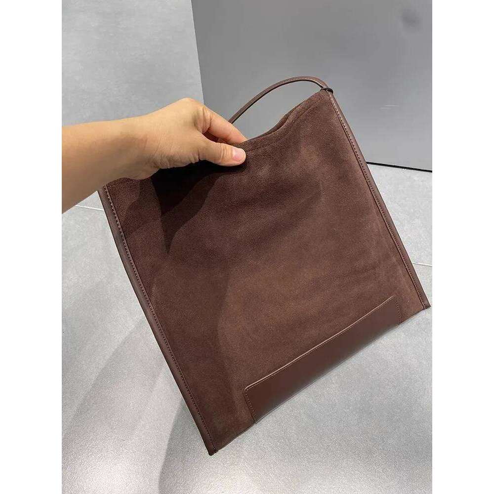 Vintage Casual Tote Handbag Women Genuine Leather Soft Suede Cowskin Single Shoulder Bags Ladies Large Capacity Armpit Bag