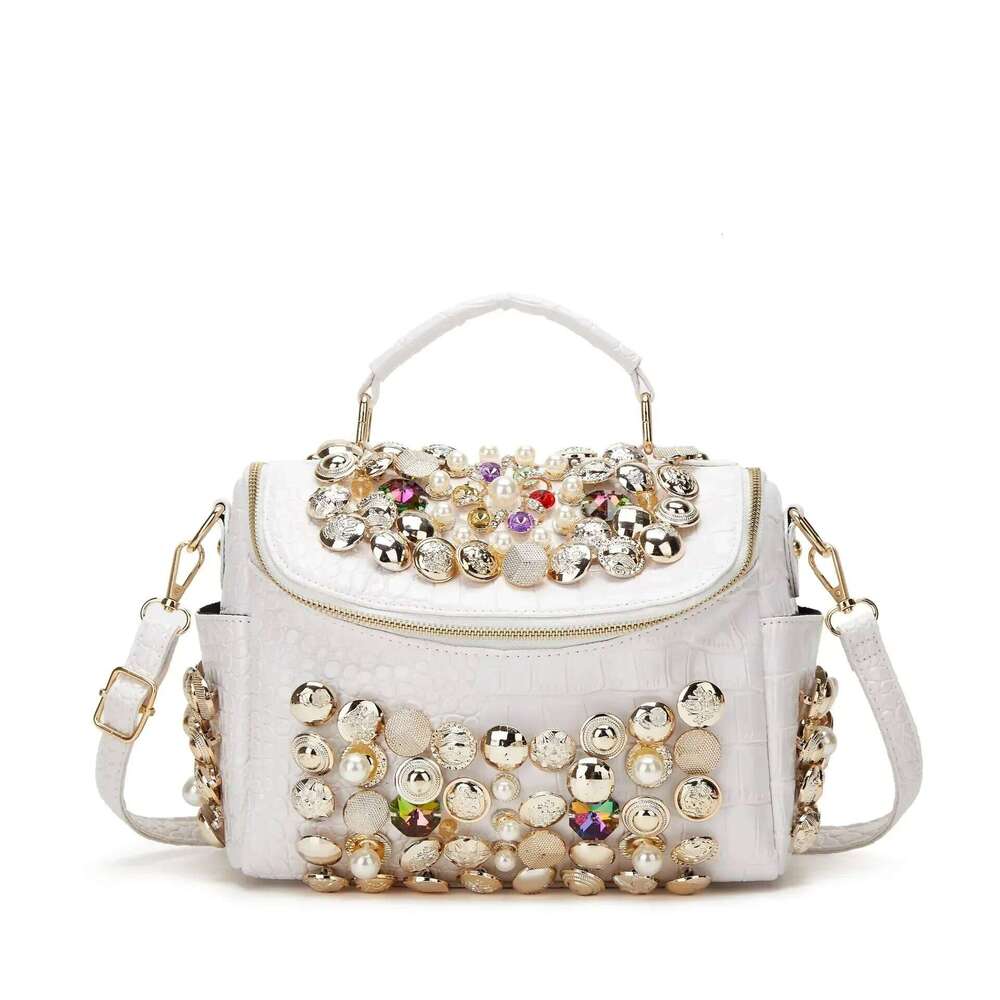 Women's Bags Designer Ladies' Fashionable And Elegant Pearl Decorated Handbag With Large Capacity Crocodile Pattern Shoulder Bag